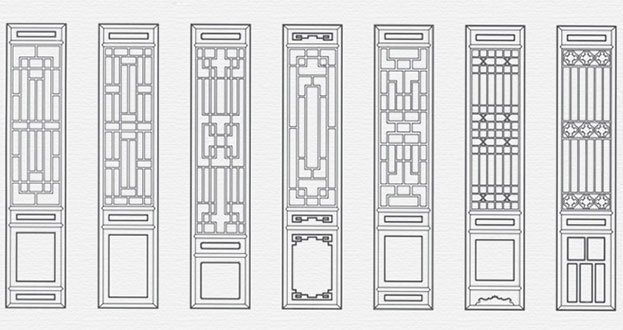 饶河常用中式仿古花窗图案隔断设计图